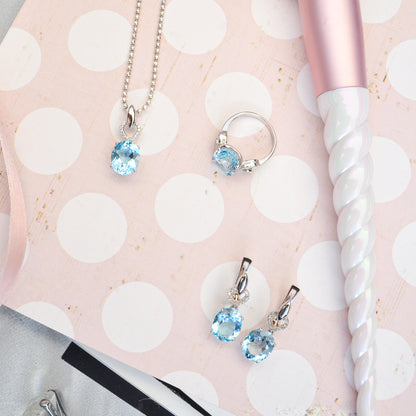 עגילי כסף "מישל" עם אבני בלו טופז