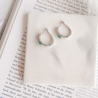 עגילי כסף "בלום" עם אבני אמרלד