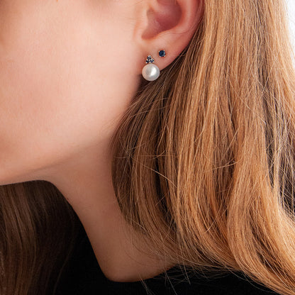 עגילי כסף "פיונה" עם פנינה וספיר