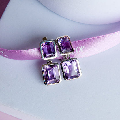 MADY עגיל כסף עם אבני אמטיסט