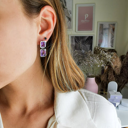 MADY עגיל כסף עם אבני אמטיסט