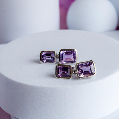 MADY עגיל כסף עם אבני אמטיסט