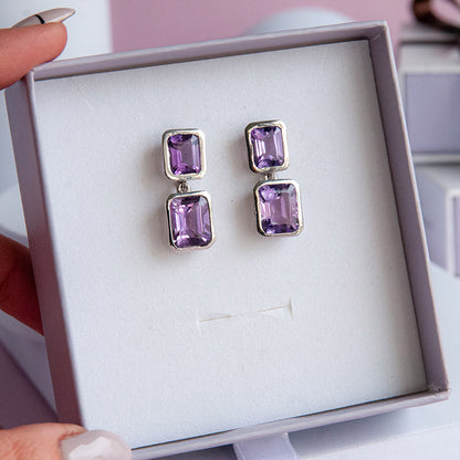 MADY עגיל כסף עם אבני אמטיסט