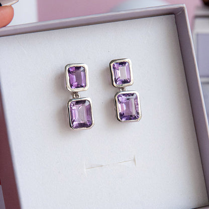 MADY עגיל כסף עם אבני אמטיסט