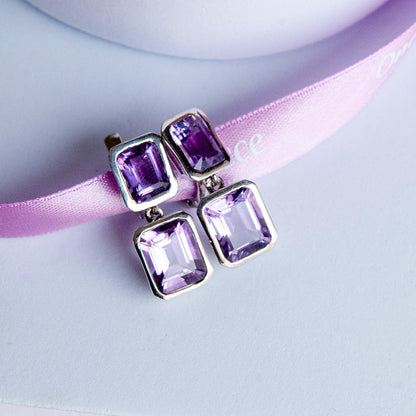 MADY עגיל כסף עם אבני אמטיסט