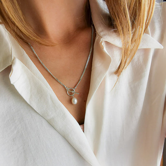 MIYA  שרשרת כסף עם סוגר עגול