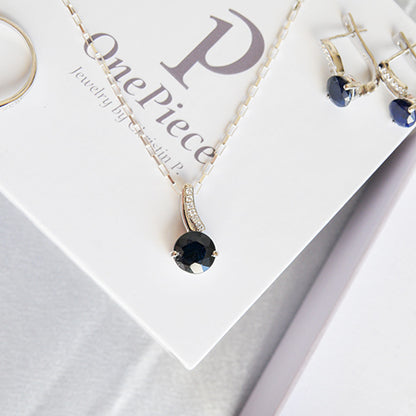 תליון כסף טהור "קייט" עם אבן ספיר