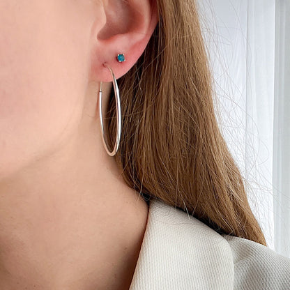 עגיל חישוק דקים מכסף טהור