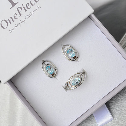 עגילי כסף "גרייס" עם אבני בלו טופז