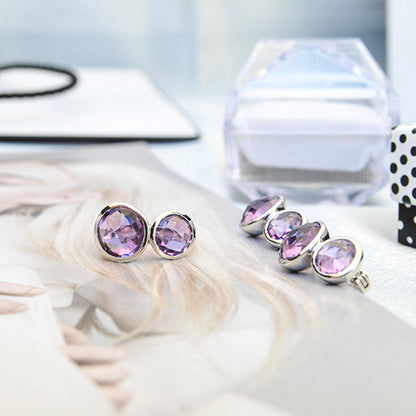 עגילי כסף "קורין" עם אבני אמטיסט