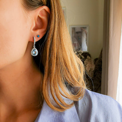 DIANA עגילי כסף עם אבני בלו טופז